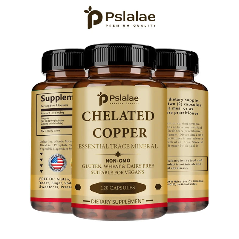 Chelated Copper Capsules - Supports Bone, Skin, and Nervous System Health, Promotes Collagen Synthesis, and Enhances Immunity