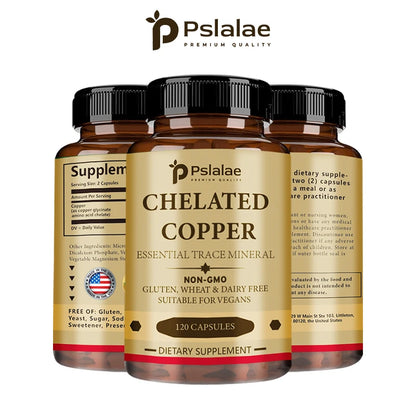 Chelated Copper Capsules - Supports Bone, Skin, and Nervous System Health, Promotes Collagen Synthesis, and Enhances Immunity