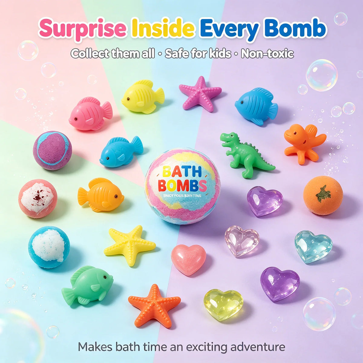 1/4/6/12pcs Bath Bombs Set with Surprise Toys Inside Natural Organic Bubble Bath Fizzies Balls Gift for Holiday Gift Set