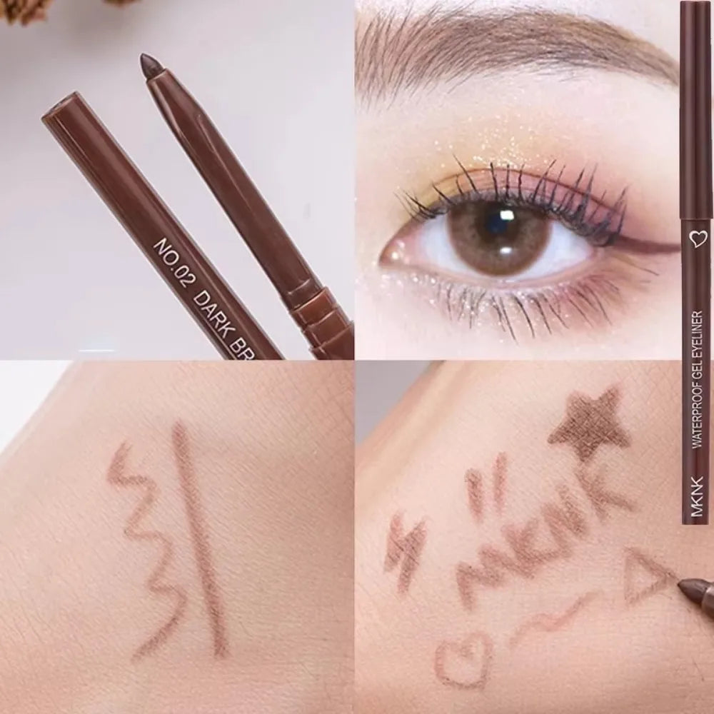 1/6Pcs 2 In 1 Eyeliner Lip Liner Gel Pencil Waterproof Long-lasting White Black Brown Easy Wear Eyeliner Makeup Eye Cosmetic