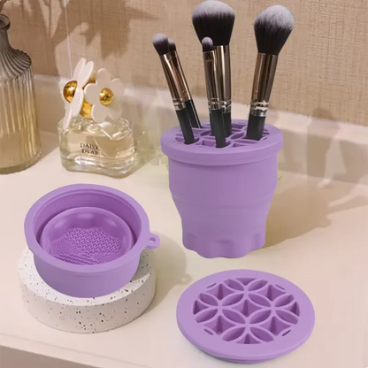 1PC Silicone Washing Bowl Makeup Brush Cleaning Box Make-up Egg Drying Tool Set Powder Puff Washer Sponge Storage Artifact
