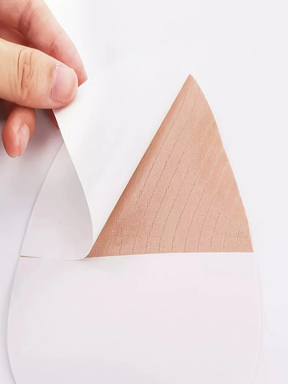 2pcs Teardrop-Shaped Invisible Adhesive Push-Up Bra Pads, Strapless Apricot Breast Lift Covers with Comfortable Support