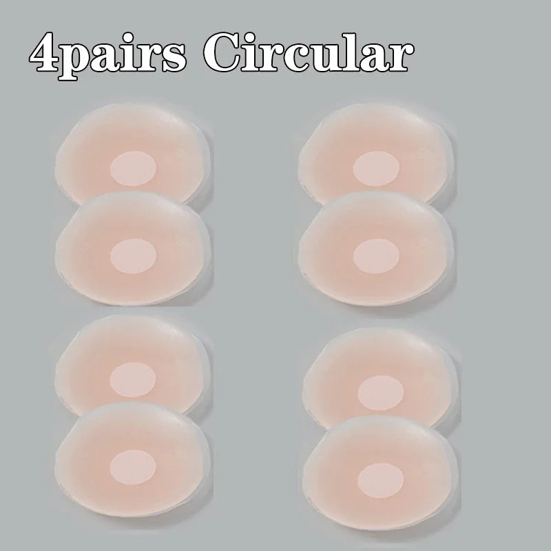 12pcs Women Invisible Nipple Cover Stickers Self-adhesive Chest Breast Petals Silicone Lift Up Paddings Reusable Patch Bra Pads