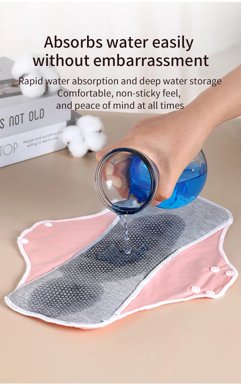 2PCS Large Reusable Graphene Incontinence Pads Heavy-flow Menstrual Cotton Panty Liner Cloth Tampons Urinary Sanitary Pads