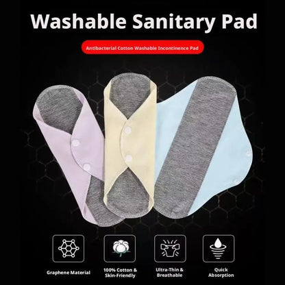 4 Pieces Reusable Graphene Incontinence Pads - Leak-Proof, Washable Sanitary Napkin for Elderly Care and Mobility Support