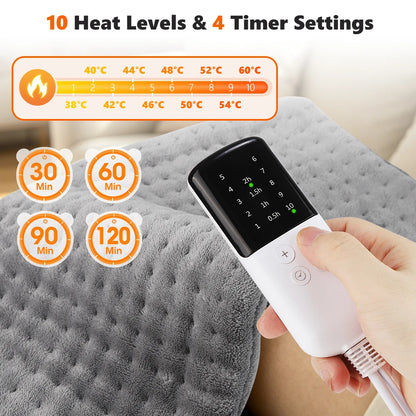 60x30cm Electric Blanket 10 Levels Heating Pad Double Helix Temperature Control Timing Thermal Mat for Office Home Period Cramps