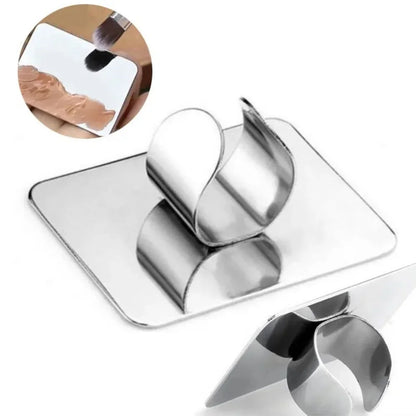 Stainless Steel Cosmetic Mixing Palette With Mini Foundation Spatula Professional Makeup Blending Tray For Liquid Foundation