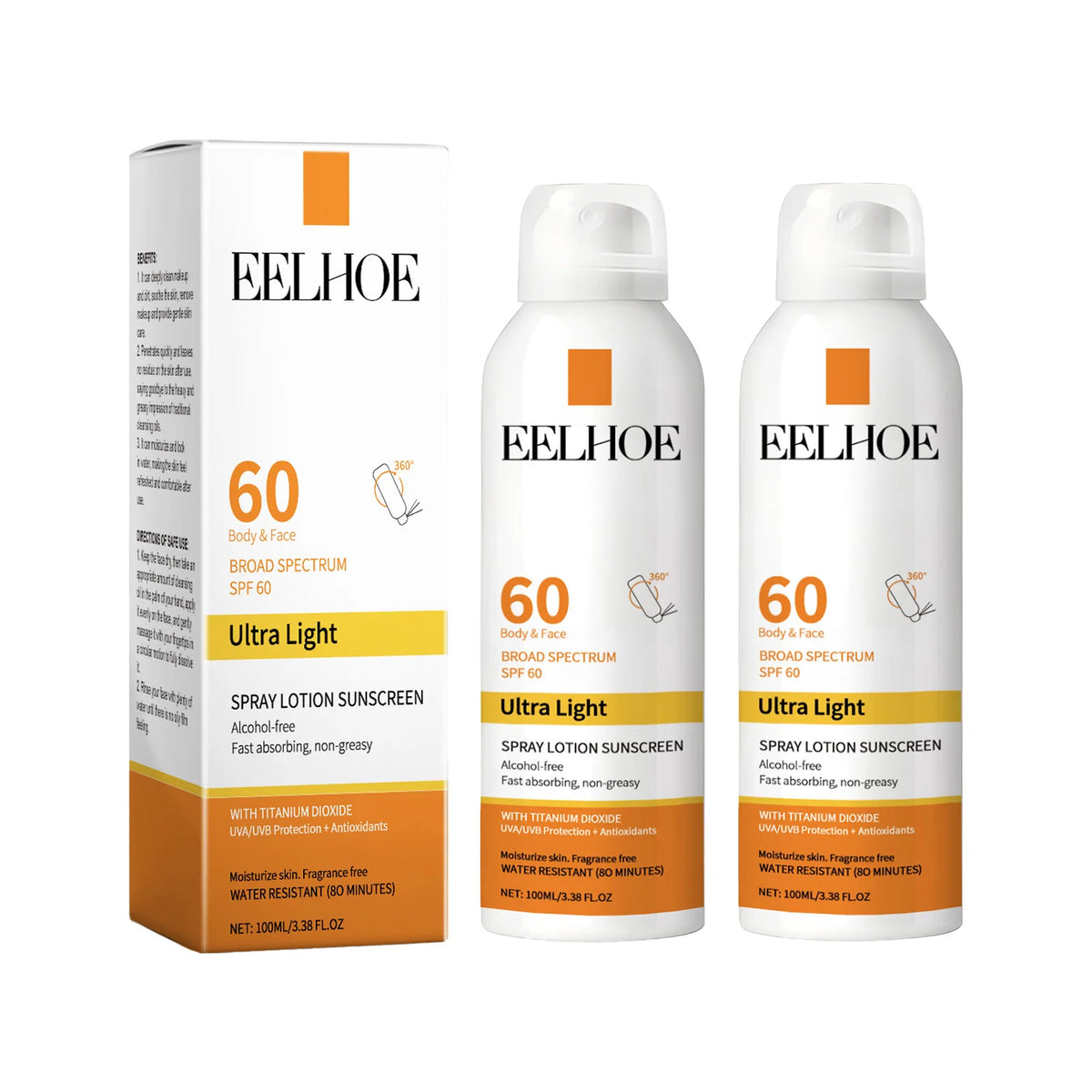 EELHOE Vitamin E Sunscreen Spray 100ml Long-lasting Deep Moisturizing Anti-UV Skin Protector Anti Oxidant Face Body Skin Care