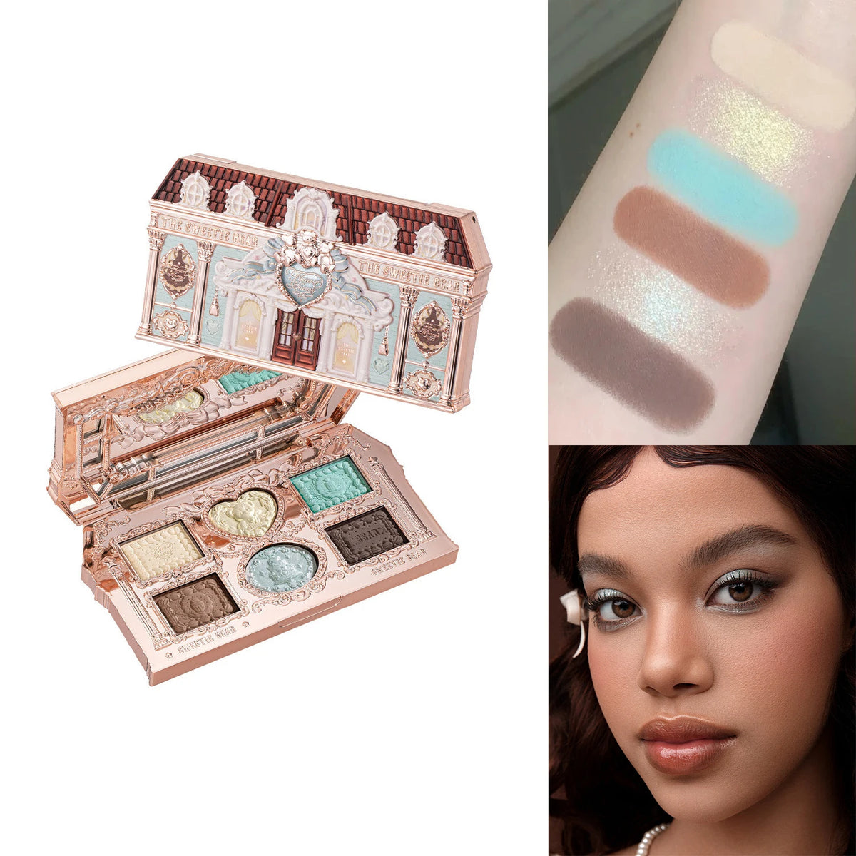 Flower Knows Chocolate Wonder-Shop 8-Color Eyeshadow Palette Matte Shimmer Waterproof Highly Pigmented Long Lasting Makeup