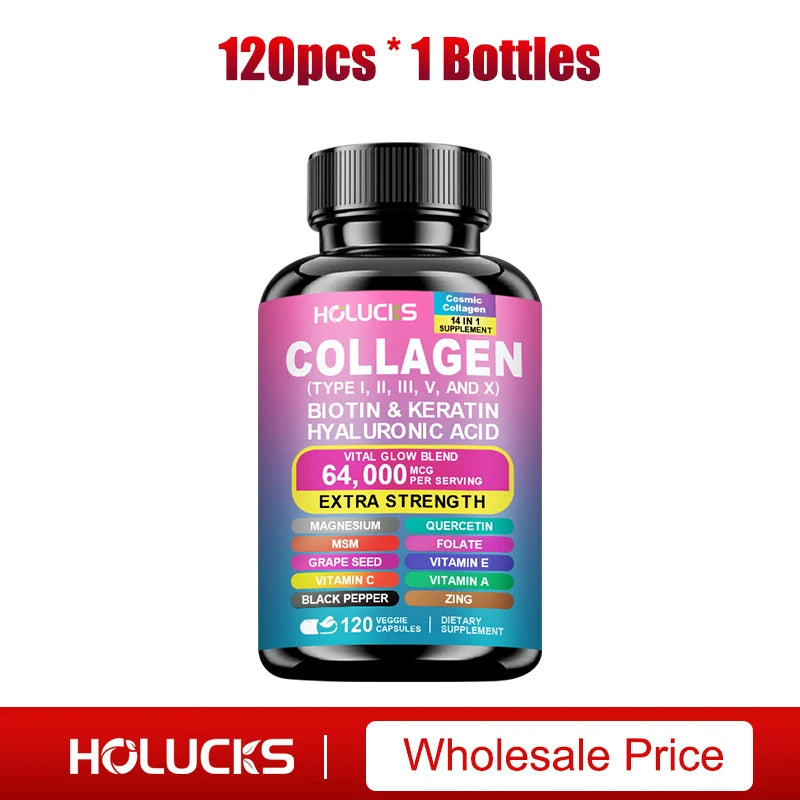 Collagen Complex Supplement with Biotin & Hyaluronic Acid, Hair Skin & Nails Support,Beauty Nutrition Formula for Skin Hydration