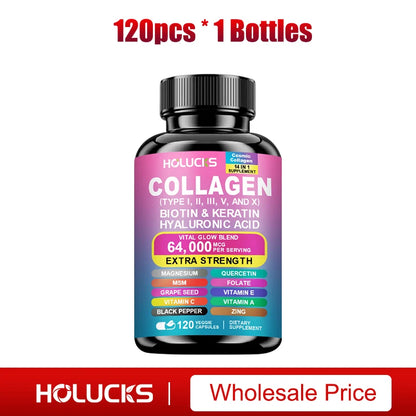 Collagen Complex Supplement with Biotin & Hyaluronic Acid, Hair Skin & Nails Support,Beauty Nutrition Formula for Skin Hydration