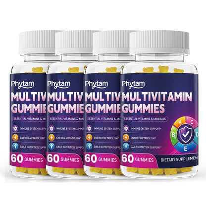 PHYTAM Adult Multivitamin Bear Gummies 14 in 1 Vitamins Minerals Complex Vitamin C Zinc B D Energy Metabolism Immune Daily Nutritional Support 60 Counts