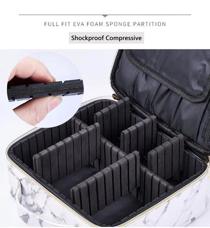 New PU Leather Cosmetic Bag For Women Professional Makeup Case Travel Toiletry Makeup Bag Beauty Nail ToolBox Make Up Handbag