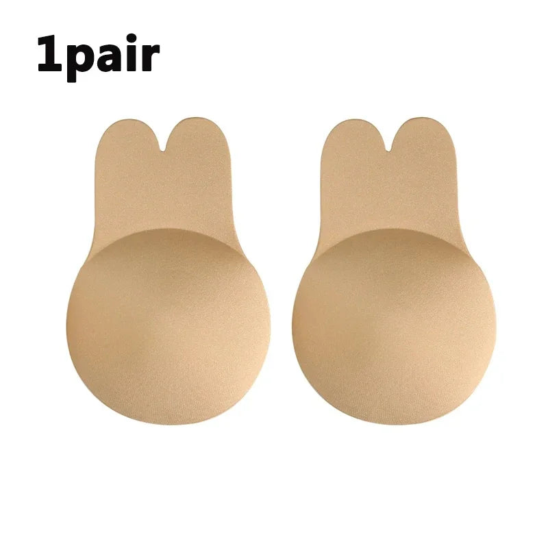 Women Breast Lifting Stickers Push Up Bras Silicone Invisible Chest Strapless Breast Rabbit Lift Up Tape Nipple Cover Bra Pads