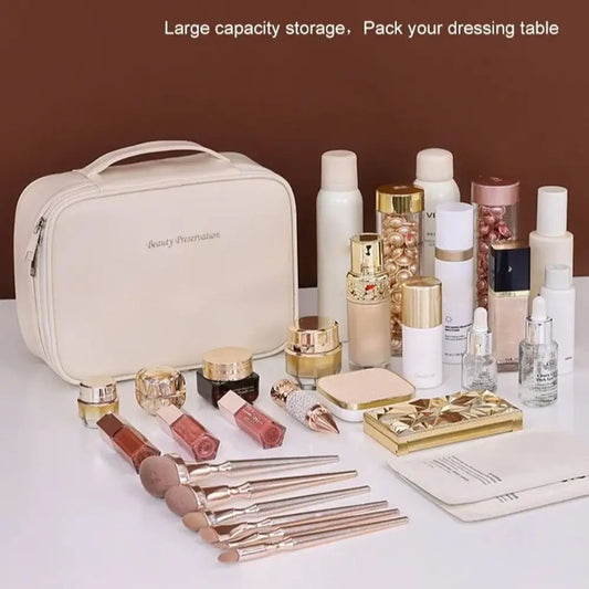 Luxury Double Layer Cosmetic Bag Zippered Waterproof Makeup Bag Large Capacity Cosmetics Organizer
