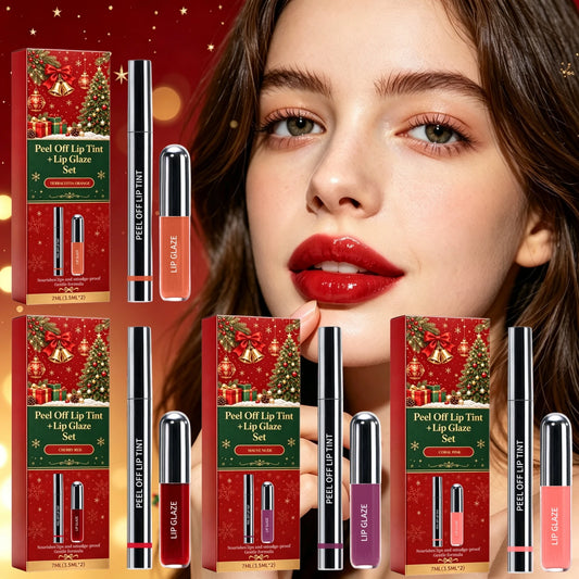 Christmas Peel Off Lip Tint Set Smudge Proof Easy Apply Nourishing Comfortable Wear Festive Long Lasting Lip Stain With Glaze