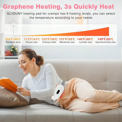 Heating Pads, Period Cramp Massager Portable Cordless Heating Pad With 6 Heat Levels And 6 Massage Modes For Back Pain Relief Menstrual Heating Pad