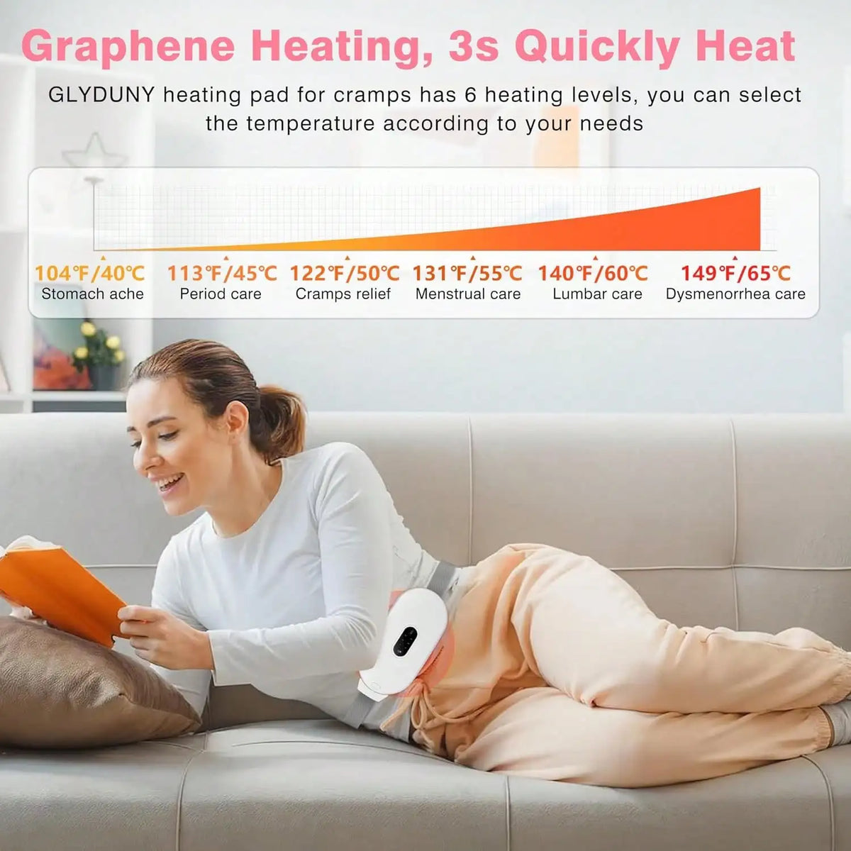 Heating Pads, Period Cramp Massager Portable Cordless Heating Pad With 6 Heat Levels And 6 Massage Modes For Back Pain Relief Menstrual Heating Pad
