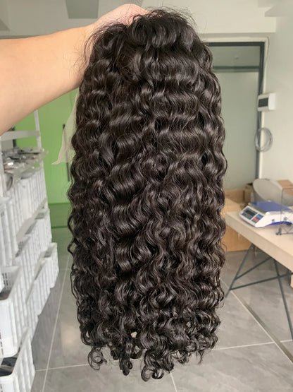 Water Wave 100% Human Hair 13x4 Lace Front Wig Raw Vietnamese 5x5 Glueless Transparent Lace Wigs Curly Pre Plucked