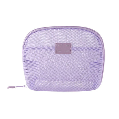 Casual Nylon Cosmetic Bag With Zipper Hand-held Mesh Makeup Bags Multipurpose Mesh Storage Pouch Women