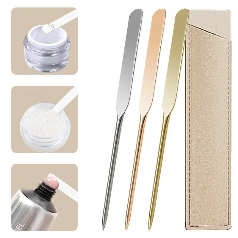 Stainless Steel Makeup Foundation Spatula Mixing Stick Powder Base Cream Mixing Tools Cosmetic Nail Gel Stirring Toner Plate Kit