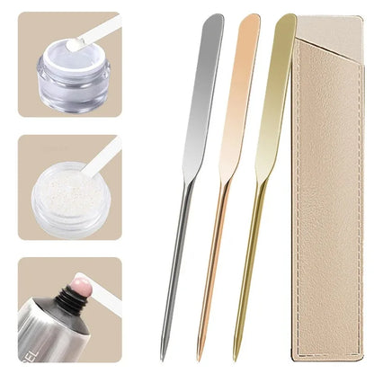 Stainless Steel Makeup Foundation Spatula Mixing Stick Powder Base Cream Mixing Tools Cosmetic Nail Gel Stirring Toner Plate Kit