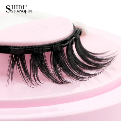 Reusable Magnetic Eyelashes 1 Pair Natural Curly Fluffy Magnetic False Eyelashes No Glue Needed Lashes Makeup with Tweezer Set
