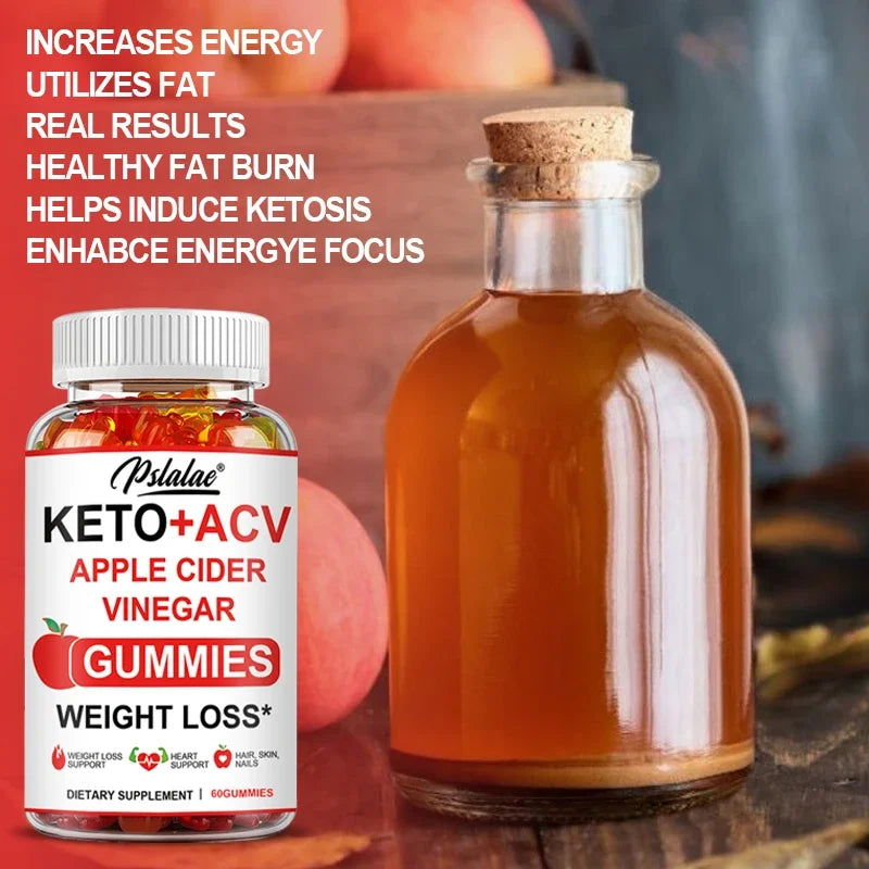 Keto Apple Cider Vinegar Gummies -  Helps with Weight Loss, Whitens Skin, Supplements with Apple Cider Vinegar & Vitamins, Vegan
