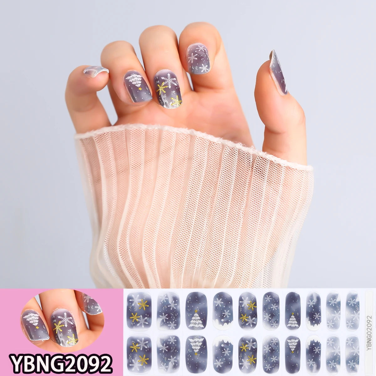 20 Tips Christmas Gel Nail Stickers Durable Materials Nail Decal Not Easy to Fall Off Popular Nail Art Nail Art Stickers