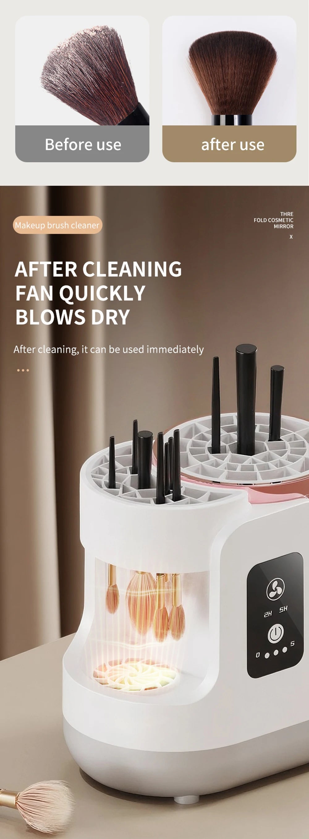 USB Electric Makeup Brush Cleaner 3-in-1 with Automatic Quick-Drying Support Device - Makeup Brush Cleaning And Drying Book Tool