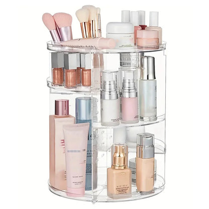 360 Rotating Acrylic Cosmetic Organizer Transparent Multi-Layer Large Capacity Makeup Storage for Vanity Bathroom Desktop