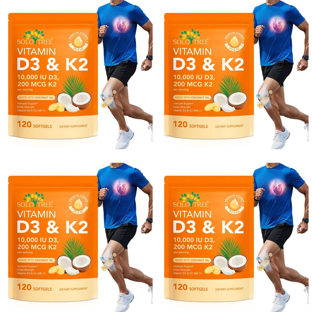 Vitamin D3 10,000 IU & K2 200 mcg Softgels Helps Maintain Healthy Bone Structure Supports Immune Health Strength & Energy 120 Ct