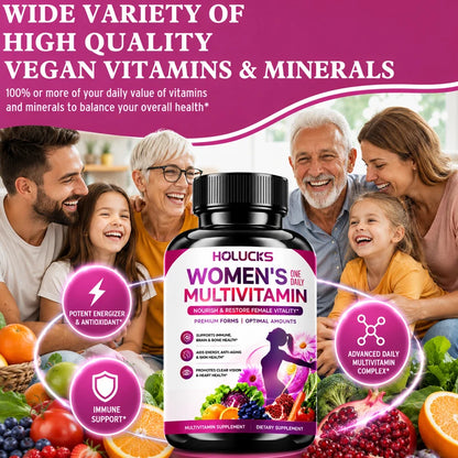 Women's Multivitamin Capsules, with Vitamin A C D3 E B- Calcium Zinc Collagen CoQ10, Support Energy, Bone, Anti-Aging & Vitality