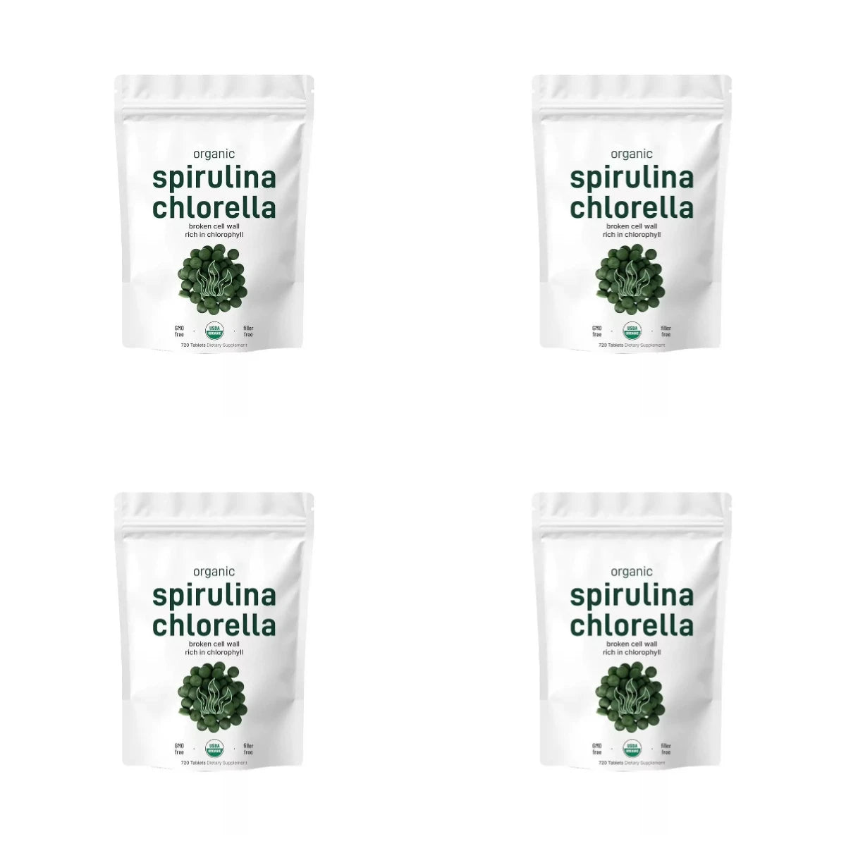 Organic Spirulina & Chlorella 720 Tablets – Broken Cell Wall, Chlorophyll Rich, Supports Daily Energy, Immunity & Vitality