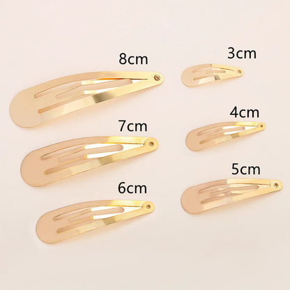 100Pcs 4cm 5cm 6cm 7cm 8cm Water Drop BB Hair Clip Gold Silver Black Snap Hairpins Barrettes for DIY Hair Accessories Headwear