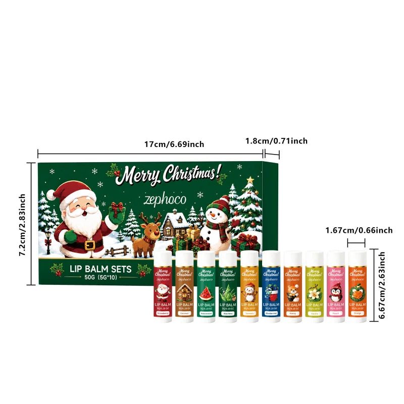 Christmas Limited Lipstick Case 10pcs Plant Extract Multi Flavor Moisturizing  Repairing Lip Dryness Lipstick Gift To Women New