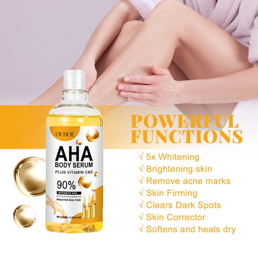 AHA Body Serum Moisturizing Brightening Spots Eraser Corrector Shrink Pore Repair Lighten Body Face Skin Hydrating Face Serum