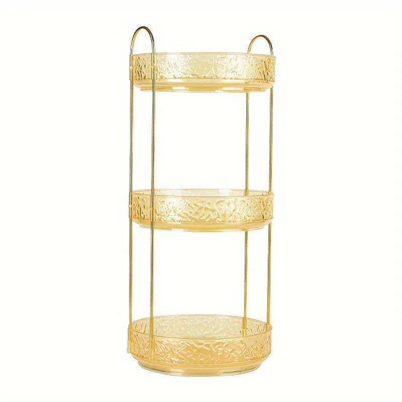 1Pc/Water Ripple Pattern Bedroom Vanity Cosmetic Rotating Storage Rack Box Bathroom Desktop Perfume and Skincare Tray