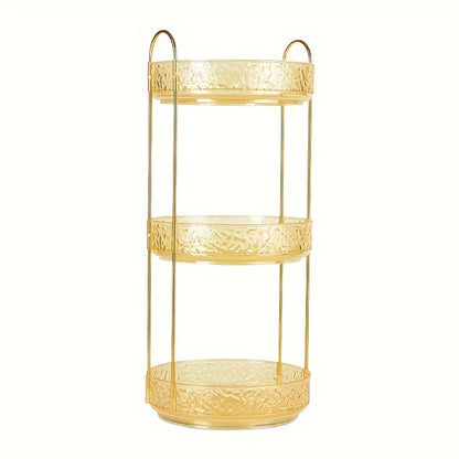 1Pc/Water Ripple Pattern Bedroom Vanity Cosmetic Rotating Storage Rack Box Bathroom Desktop Perfume and Skincare Tray