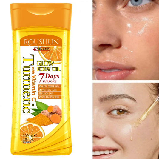 200ml Turmeric VITAMIN C Body Oil Body Skin Care Oil Moisturizing Hydrating Care Suitable for All Seasons Body Face Hand