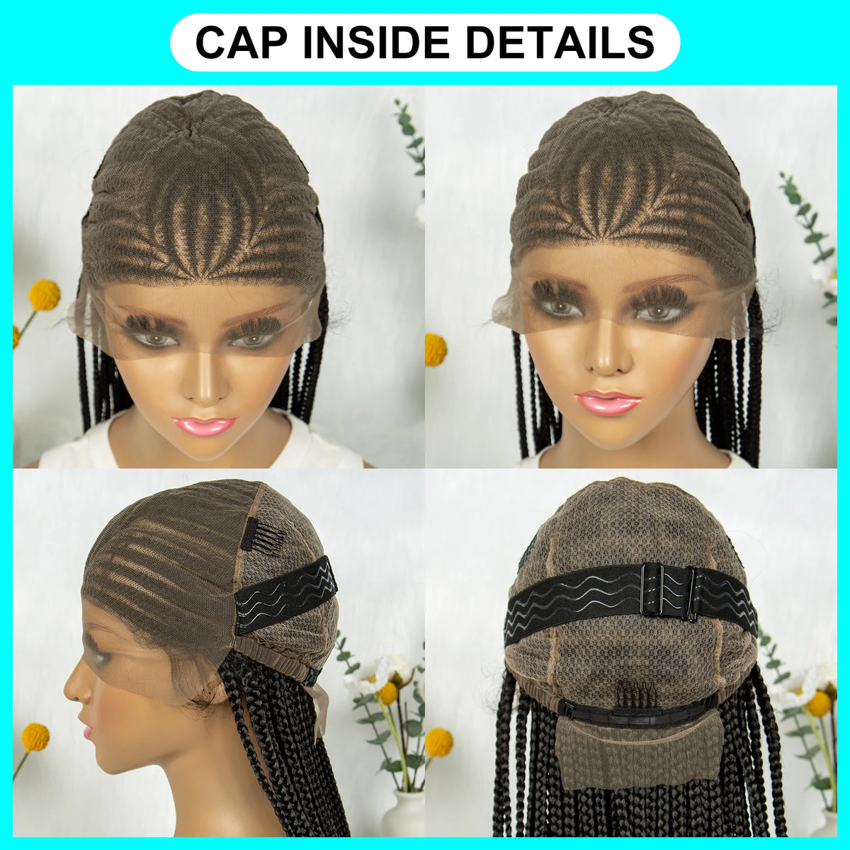 Box Braids Wig 36Inch Cornrow Braided Wigs Synthetic Full Lace  Braided Wig for Black Women Blended Lace Front Braiding Hair Wig