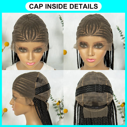 Box Braids Wig 36Inch Cornrow Braided Wigs Synthetic Full Lace  Braided Wig for Black Women Blended Lace Front Braiding Hair Wig