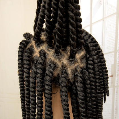 16 Inches Short Synthetic Full Lace Twist Braided Wigs Natural Knotless Box Braiding Wig for Black Women