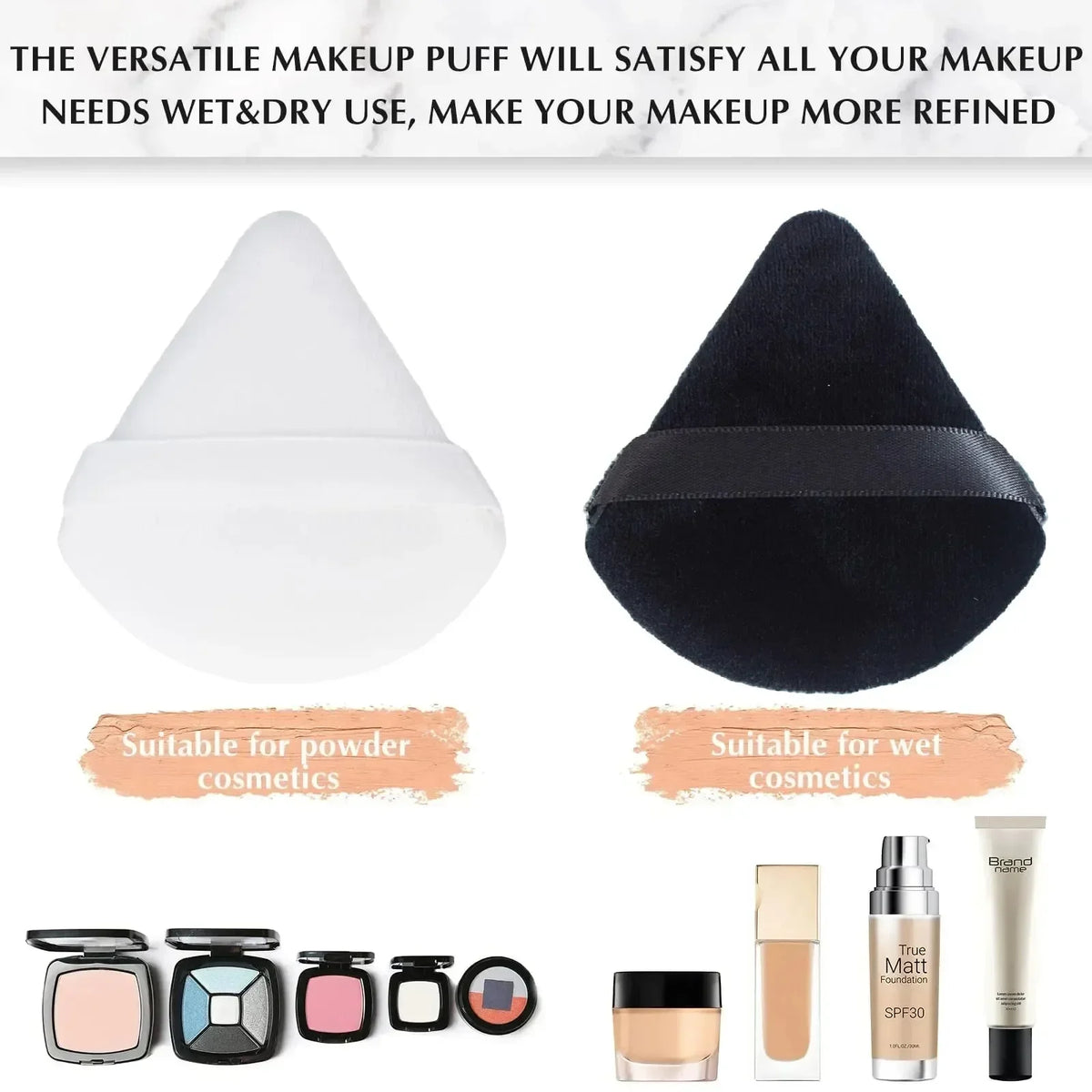 2/5/10/20Pcs Triangle Velvet Powder Puff Mini Face Makeup Sponge Washable Lightweight Cosmetics