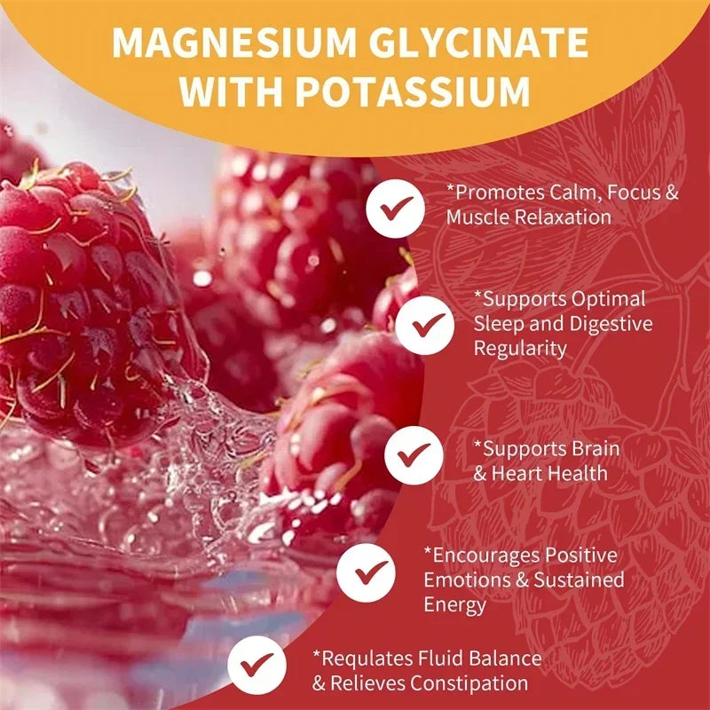 Magnesium Glycinate Gummies - Brain Health, Strengthen Muscles and Bones, Improve Sleep, Relax Nerves