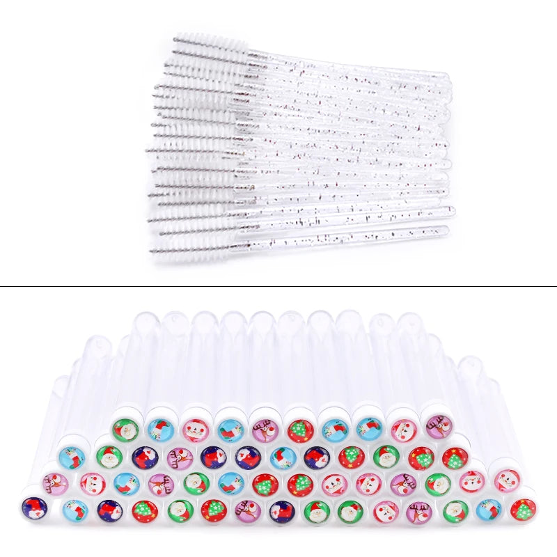 Christmas Eyelash Brush Tube Reusable Eyebrow Brushes Mascara Wand Dust-proof Cleaner Storage Cosmetics Makeup Tools