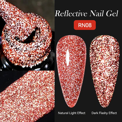 LILYCUTE 7ML Champagne Gold Reflective Glitter Gel Nail Polish Superflash Colorful Sparkling Effect For Manicure Nail Art UV Gel
