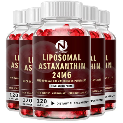 Liposomal Astaxanthin Capsules 24mg for Brain, Heart Vitality, Skin, Joint, Eye, Immune Health