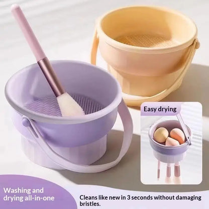 3-In-1 Foldable Silicone Makeup Brush Cleaner Mat & Drying Rack Lightweight Portable Cosmetic Brush Cleaner for Business Trips