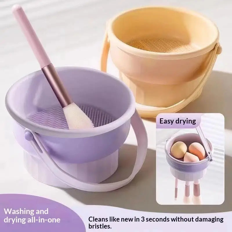 3-In-1 Foldable Silicone Makeup Brush Cleaner Mat & Drying Rack Lightweight Portable Cosmetic Brush Cleaner for Business Trips